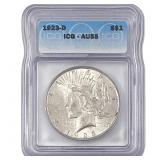 1923-D Silver Peace Dollar ICG AU55
