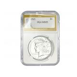 1921 Silver Peace Dollar PGA MS65