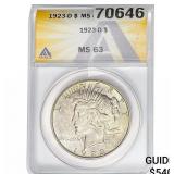 1923-D Silver Peace Dollar ANACS MS63