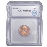 2010-D Union Shield Lincoln Cent ICG MS67 RD