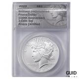 2023 Silver Peace Dollar ANACS BU 100th Anniv.