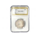 1875 Seated Liberty Half Dollar PGA MS65