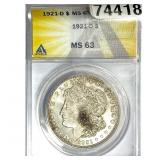 1921-D Morgan Silver Dollar ANACS MS63