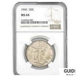 1943 Walking Liberty Half Dollar NGC MS64