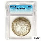 1921-D Morgan Silver Dollar ICG MS65