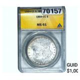 1884-CC Morgan Silver Dollar ANACS MS61