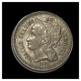 1868 Nickel Three Cent ABOUT UNCIRCULATED