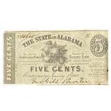 1863 5C State of AL, Montgomery Confederate