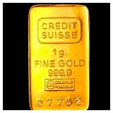 Credit Suisse 1g Gold Bar 999.9 Fine Gold HIGH GR