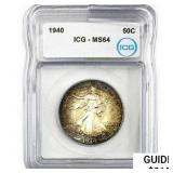 1940 Walking Liberty Half Dollar ICG MS64