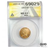1903 Indian Head Cent ANACS MS63 BRN