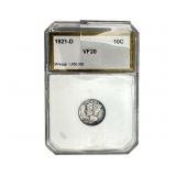 1921-D Mercury Silver Dime PCI VF20
