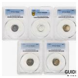 [5 Coins]1957 Roosevelt Dime PCGS MS66