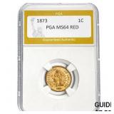 1873 1C Indian Head Cent PGA MS64 RED  MS64