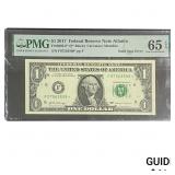 2017 $1 Federal Reserve Note Atlanta PMG GU 65