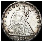 1875 Seated Liberty Half Dollar CLOSELY UNCIRCULA