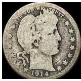 1914-S Silver Barber Quarter NICELY CIRCULATED