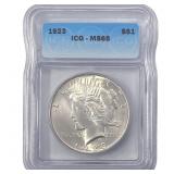 1923 Silver Peace Dollar ICG MS65