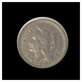 1865 Nickel Three Cent LIGHTLY CIRCULATED