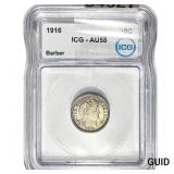 1916 Barber Dime ICG AU58