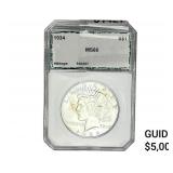 1934 Silver Peace Dollar PCI MS66