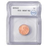 2010-D Union Shield Lincoln Cent ICG MS67 RD