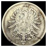 1876-A Germany Silver 1 Reichsmark NEARLY UNCIRCUL