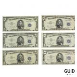 [6] 1953 $5 Plain, A & B Silver Certificates Blue