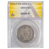 1904-O Barber Half Dollar ANACS G6