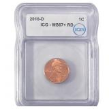 2010-D Union Shield Lincoln Cent ICG MS67+ RD