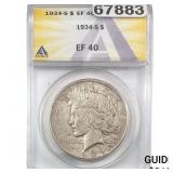 1934-S Silver Peace Dollar ANACS EF40