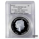 2020-P Tuvalu 1OZ SIlver $2 Iwo Jima 75th Anniv.