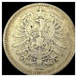 1875-J Germany Silver 1 Reichsmark NEARLY UNCIRCUL