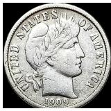 1909 Barber Dime NEARLY UNCIRCULATED