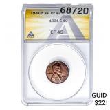 1931-S Wheat Cent ANACS EF45
