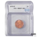 2010-D Union Shield Lincoln Cent ICG MS67+ RD