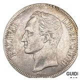 1902 Venezuela 5 Bolivares NEARLY UNCIRCULATED