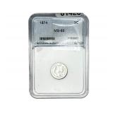 1874 Nickel Three Cent NNC MS65