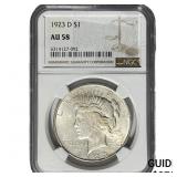 1923-D Silver Peace Dollar NCG AU58
