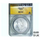 1884-CC Morgan Silver Dollar ANACS MS63 VAM-2