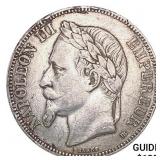 1868BB France Silver 5 Francs ABOUT UNCIRCULATED