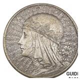 1932 Poland Silver 10 Zlotych CLOSELY UNCIRCULATED