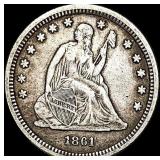 1861 Seated Liberty Quarter NEARLY UNCIRCULATED