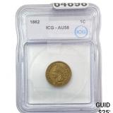 1862 Indian Head Cent ICG AU58