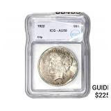 1922 Silver Peace Dollar ICG AU58 Clip