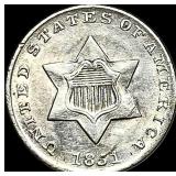 1851 Silver Three-Cent Piece  NEARLY UNCIRCULATED