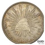 1908Mo AM Mexico Silver Peso CHOICE AU