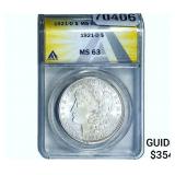 1921-D Morgan Silver Dollar ANACS MS63