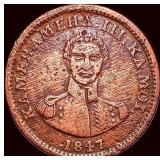 1847 Hawaii Copper Cent Hapa Haneri HIGH GRADE