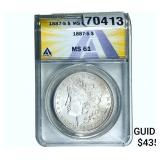 1887-S Morgan Silver Dollar ANACS MS61